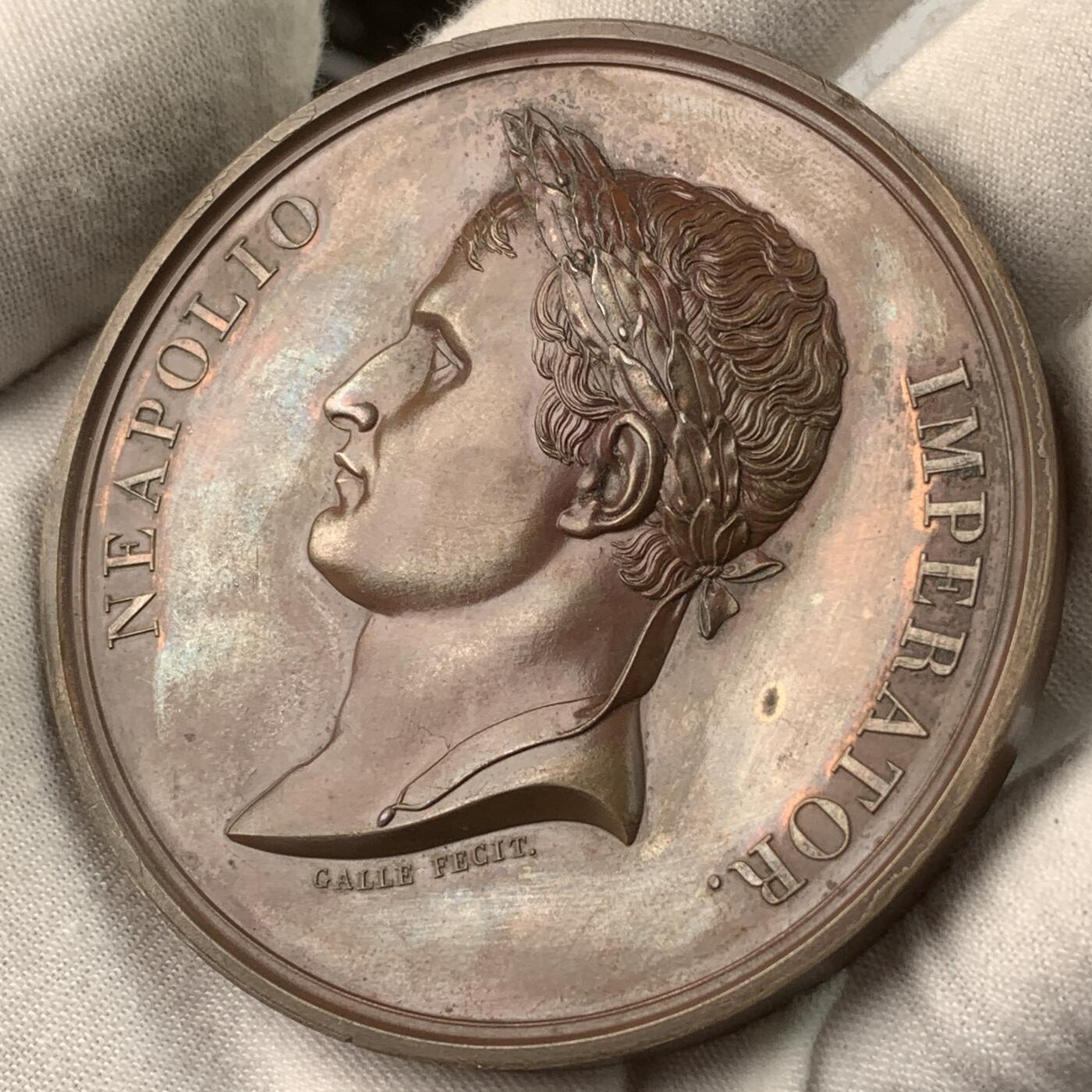 掌中浮雕-藏着的欧洲第041场 1804年拿破仑一世皇帝加冕大铜章 ，68mm，光边无边铭