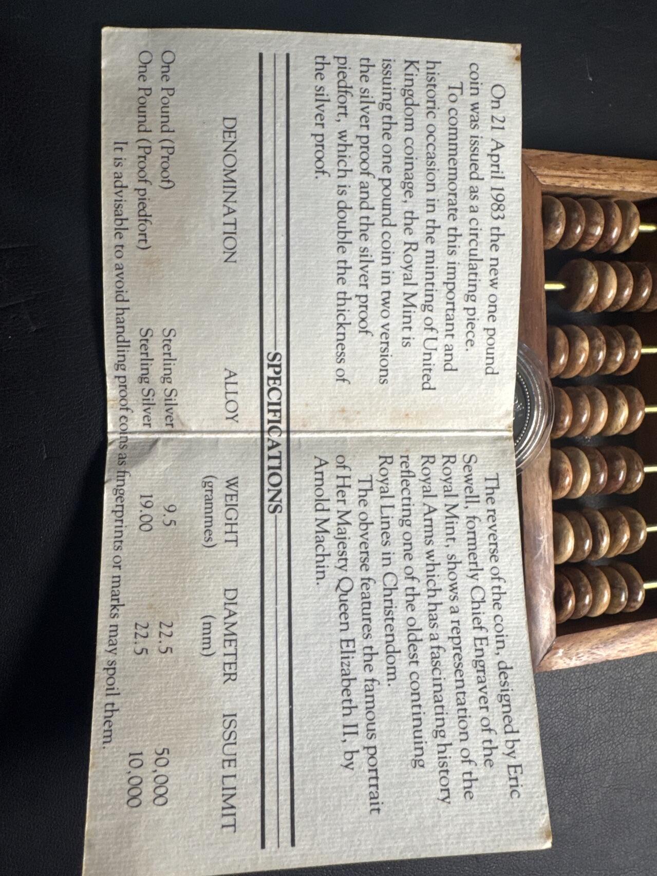 ❤️【币观天下】❤️ 第330期钱币拍卖- 2025.11.14周五晚上6点半场-长期征集拍品 英国1983年 1英镑硬币首年份 9.5克精制银币 有证书