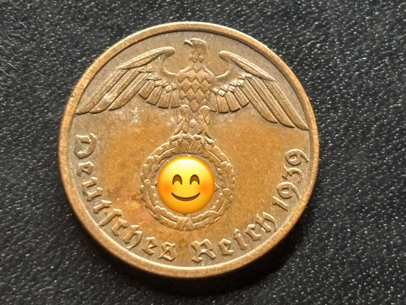 邮泉阁限时拍卖第三十五场补 德国硬币（第三帝国）专场（硬币在国外。请付邮费6元。） 德国第三帝国1939年1芬尼A版