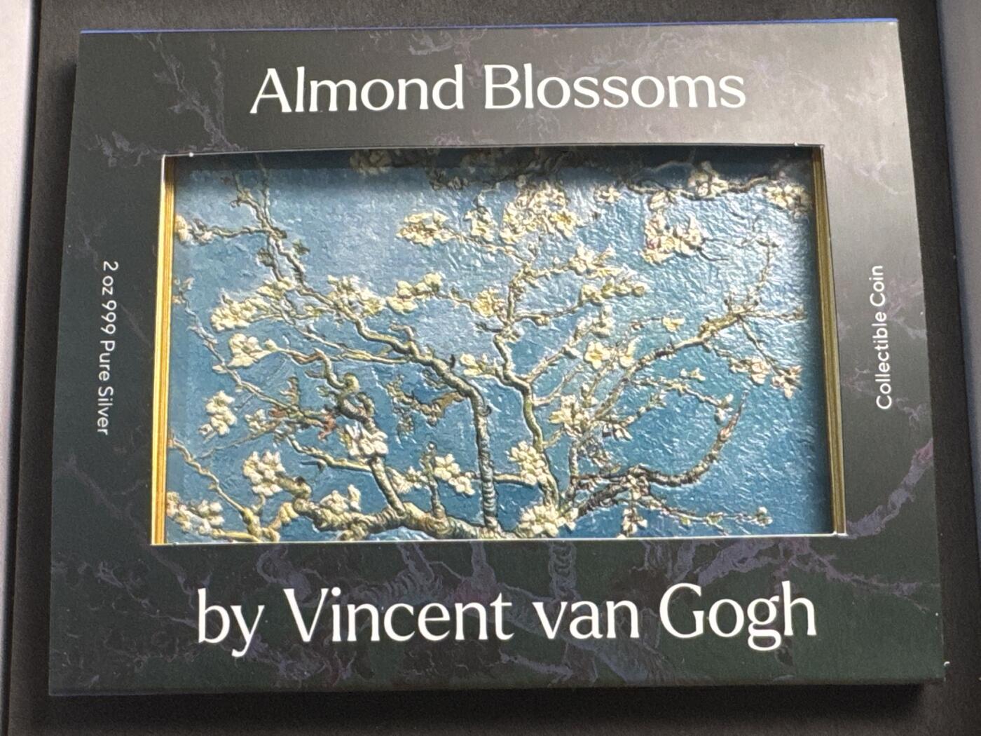 ❤️【币观天下】❤️ 第330期钱币拍卖- 2025.11.14周五晚上6点半场-长期征集拍品 乍得2022年梵高名画系列杏花2克银+35克铜145*110mm尺寸小板砖银币