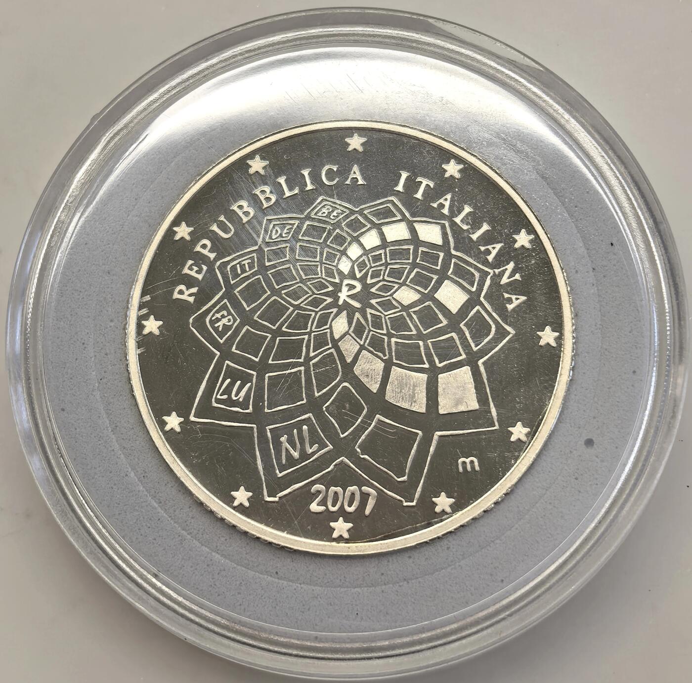 博洋堂世界钱币拍卖第146期（全场包邮） 2007年意大利10欧元精制银币 欧洲之星-罗马条约50周年 22克 925银 发行量：约2万