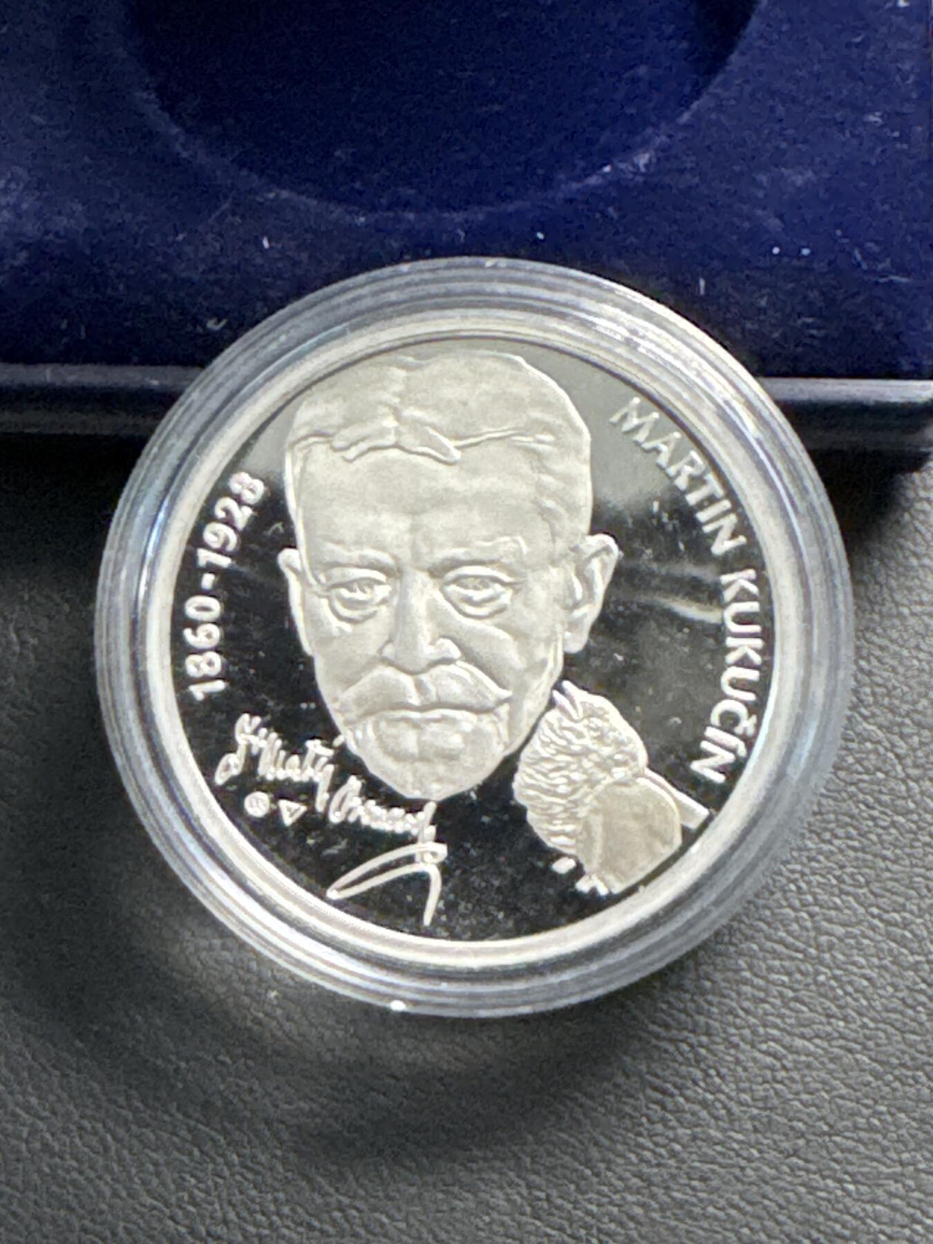 ❤️【币观天下】❤️ 第330期钱币拍卖- 2025.11.14周五晚上6点半场-长期征集拍品 斯洛伐克2010年10欧精制银币 马丁·库库辛（斯洛伐克编剧）诞辰150周年 盒证全