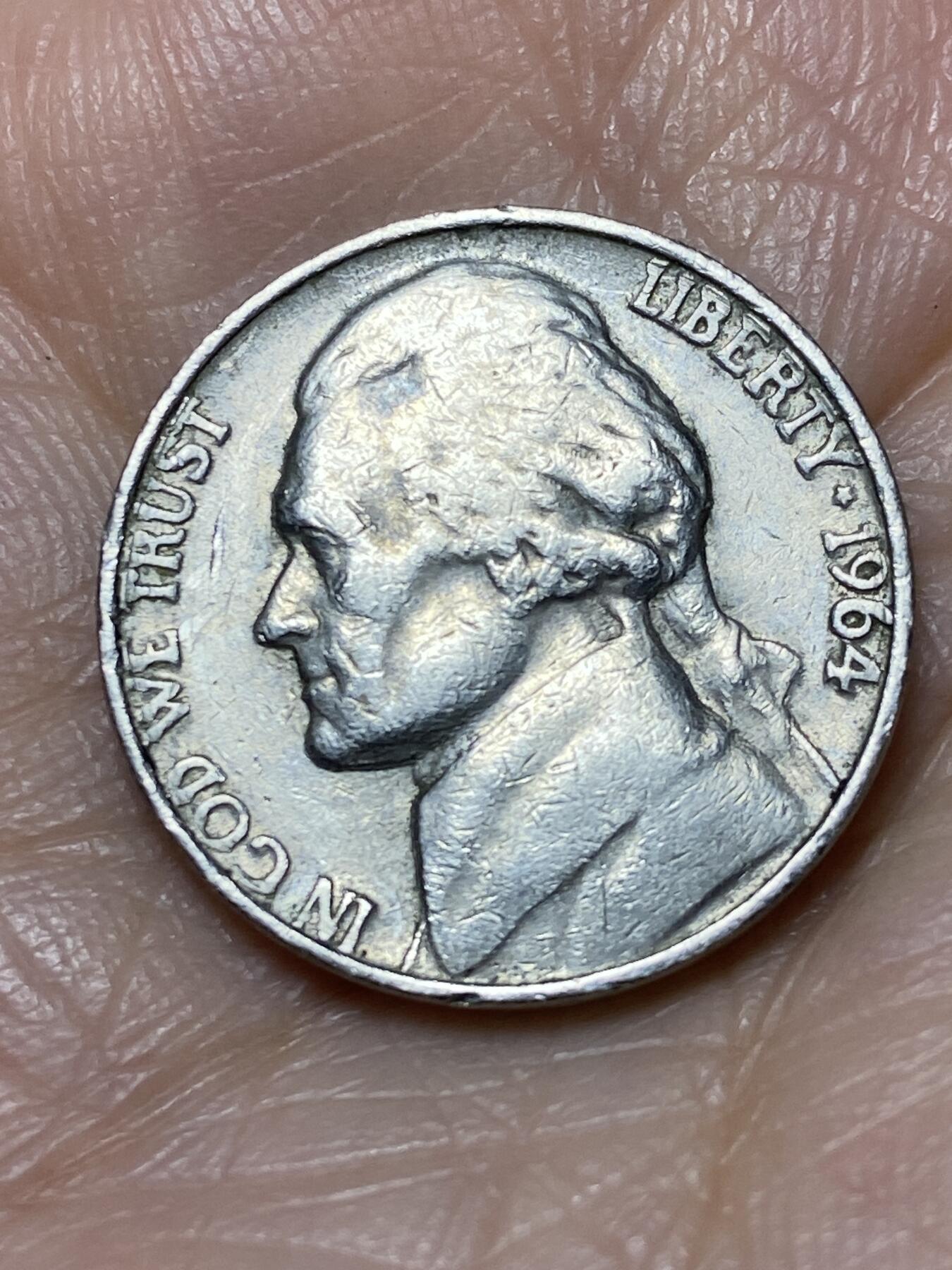 2025年第一百二十八场(总第一百五十四场）外国好品散币、邮币封和邮票场(免佣金) 美国🇺🇸1964年5分(杰斐逊5分第三版，无标)