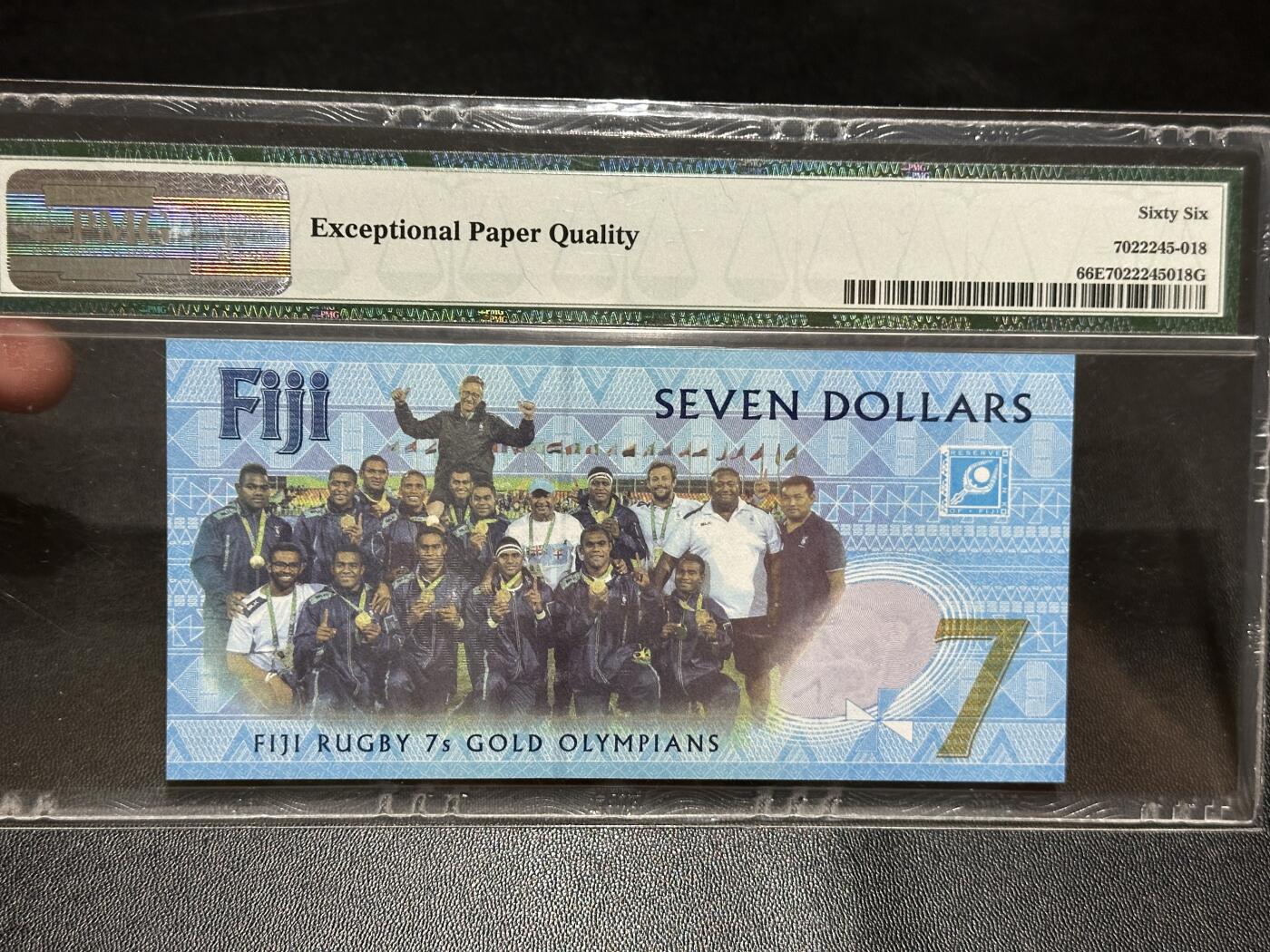 《外钞收藏家》第五百八十四期（优质场）（本平台长期征集拍品、欢迎藏友们联系合作） 2016年斐济7元 纪念钞 PMG66