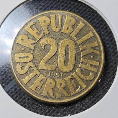 KK钱币收藏小铺  第368场  2月预留时间 周末发货 -  1951奥地利20格罗申