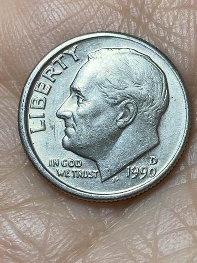 2025年第一百二十七场(总第一百五十三场）外国好品章牌、散币(免佣金) - 美国🇺🇸1990年1角(罗斯福1角第二版，D标丹佛造)