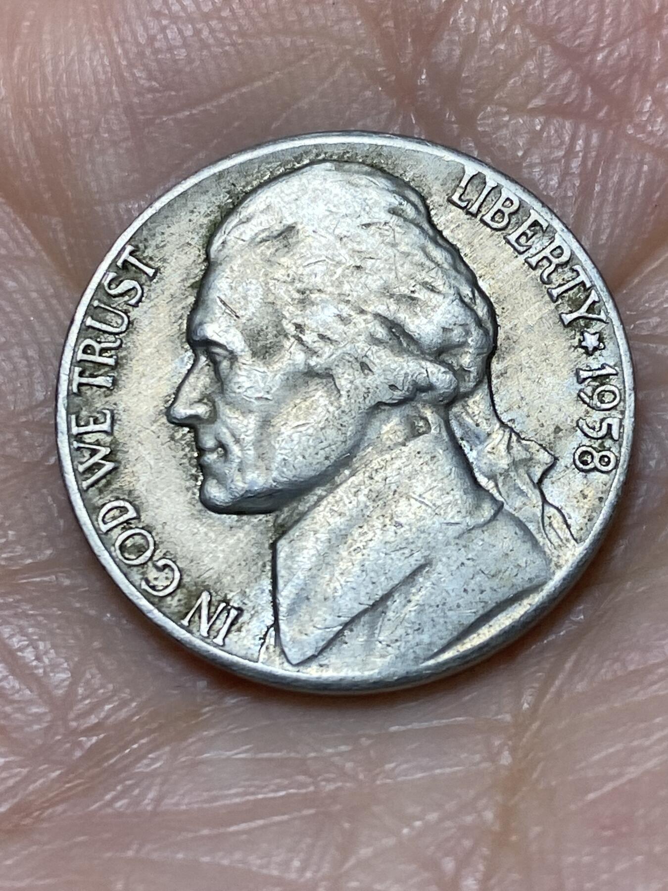 2025年第一百二十八场(总第一百五十四场）外国好品散币、邮币封和邮票场(免佣金) 美国🇺🇸1958年5分(杰斐逊5分第三版，D标丹佛造)