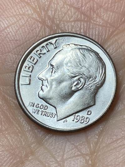 2025年第一百二十七场(总第一百五十三场）外国好品章牌、散币(免佣金) - 美国🇺🇸1989年1角(罗斯福1角第二版，D标丹佛造)