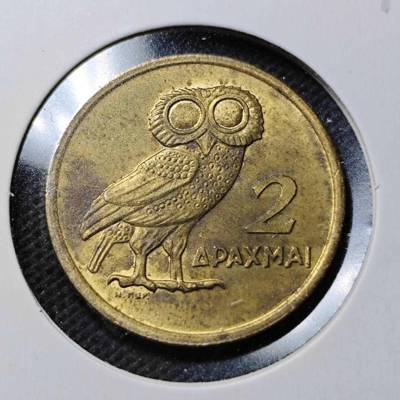 KK钱币收藏小铺  第368场  2月预留时间 周末发货  希腊2德拉克马猫头鹰铜币