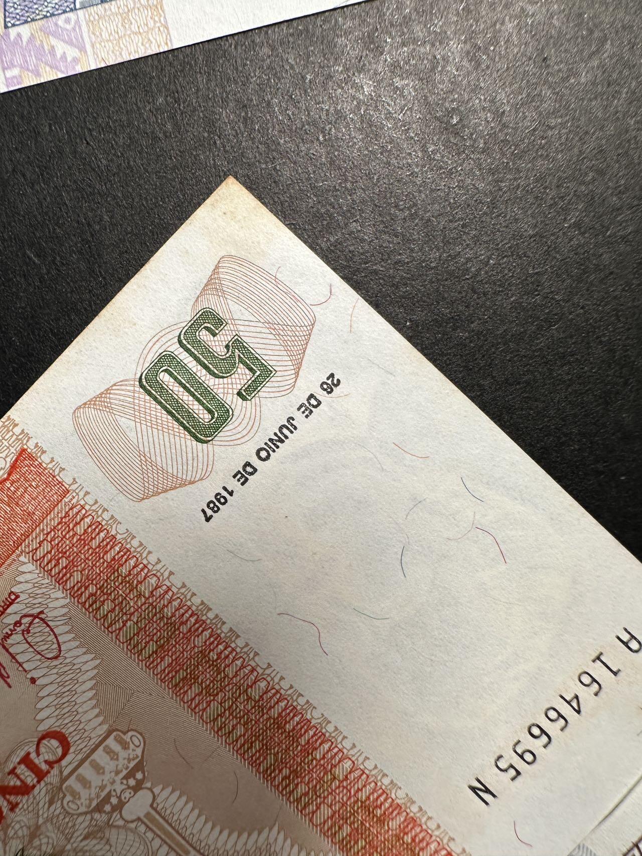 蒂克钱币-第47场 外国平价纸币拍卖 秘鲁 1987-1988年 1560印蒂 纸币 4枚 50面值有黄斑