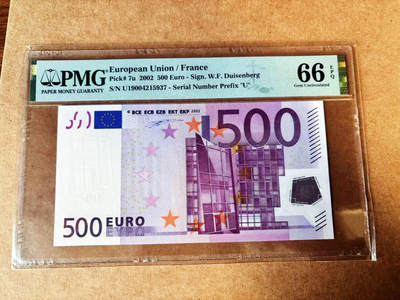 【Blue Auction】世界纸币精拍第749期——18级TOP拍卖/信誉/品质/专业/高效💫 - 【首签】欧盟 2002年500欧元 法国版 PMG66EPQ 