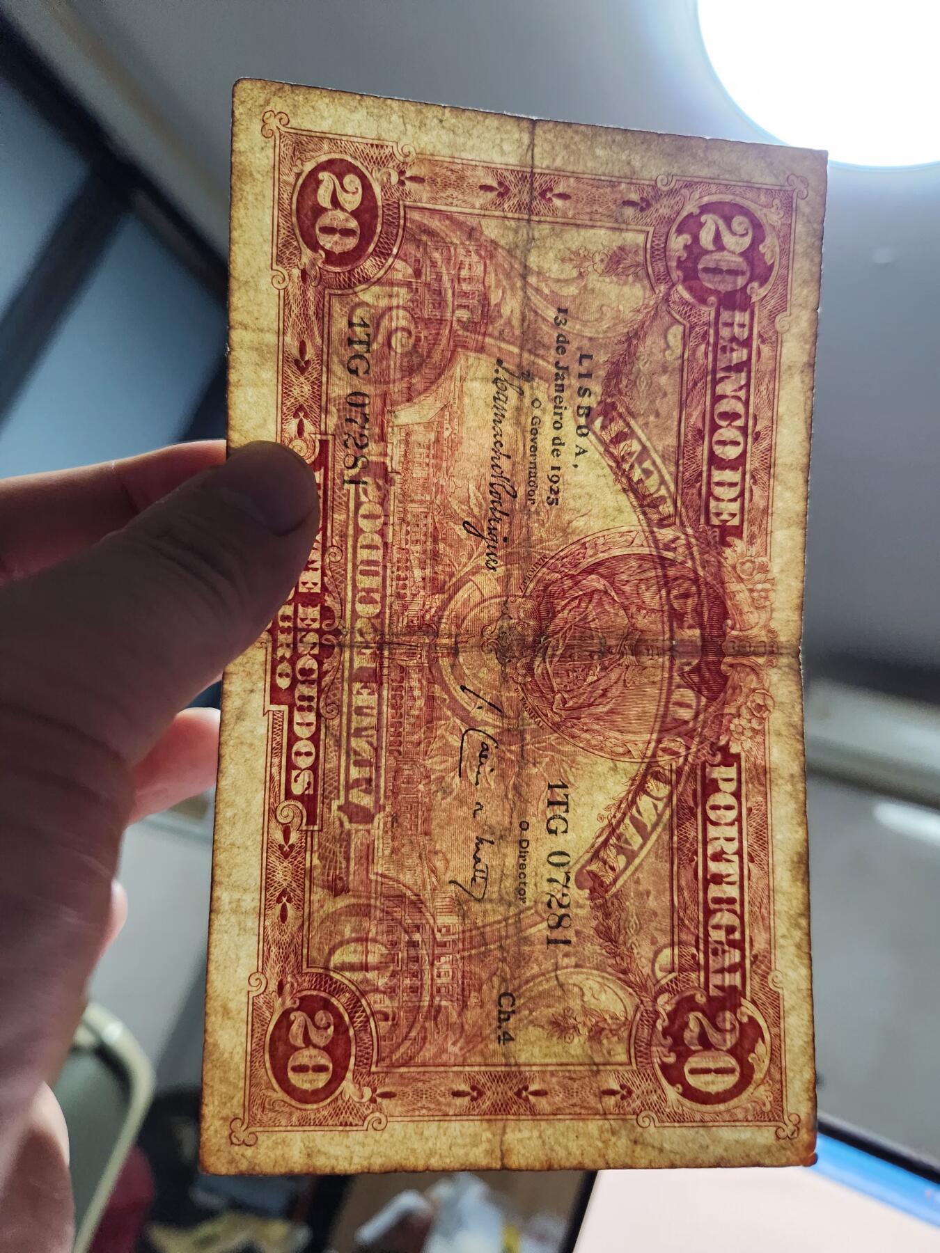 11月14号晚上8点 外国纸币自动截拍第56场 葡萄牙1925年20稀少原票