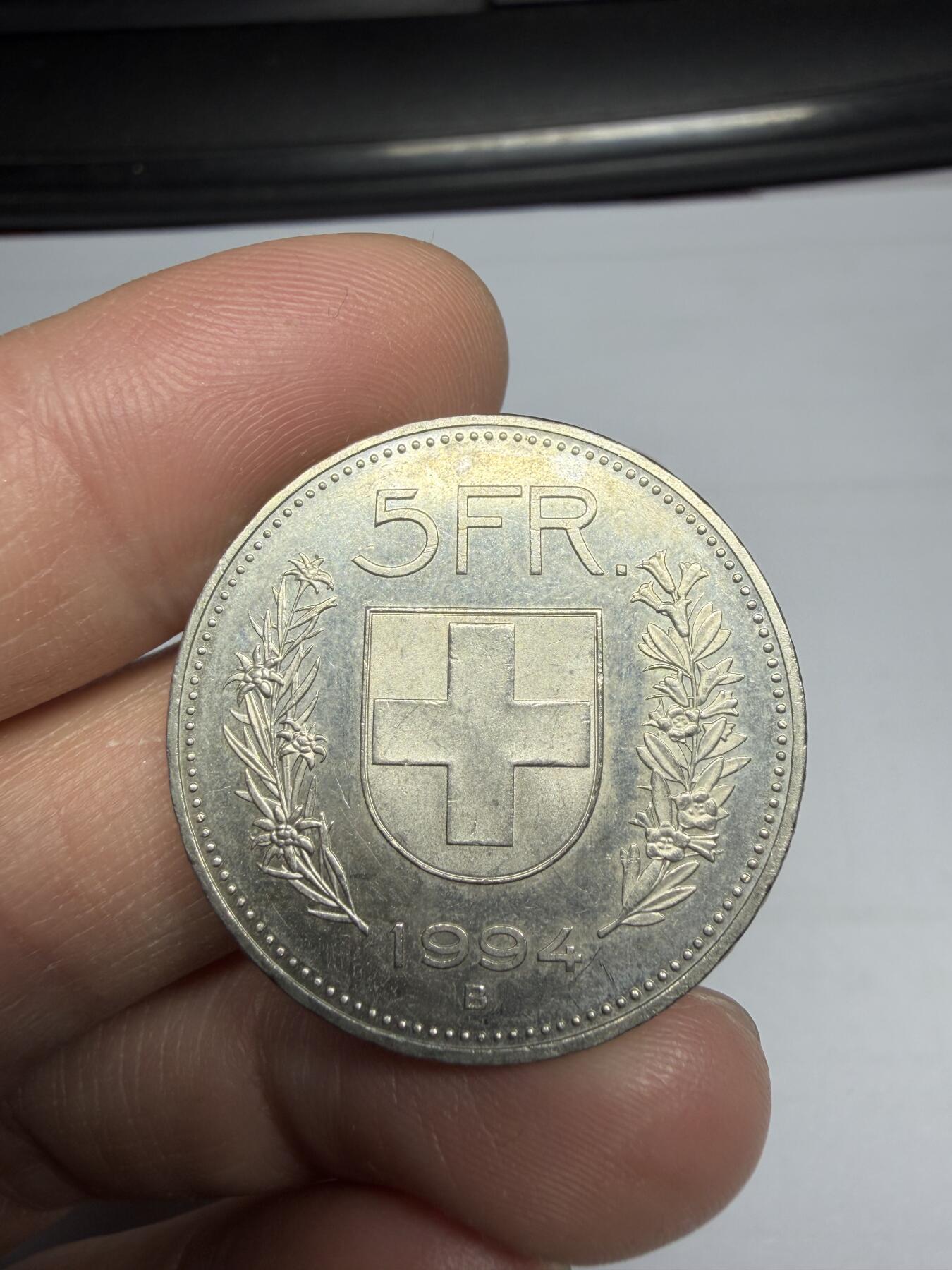 2025年集古藏今外币拍卖第十期-第5场—（总第285拍），可以寄存60天，满160元包邮。 1994年瑞士5法郎