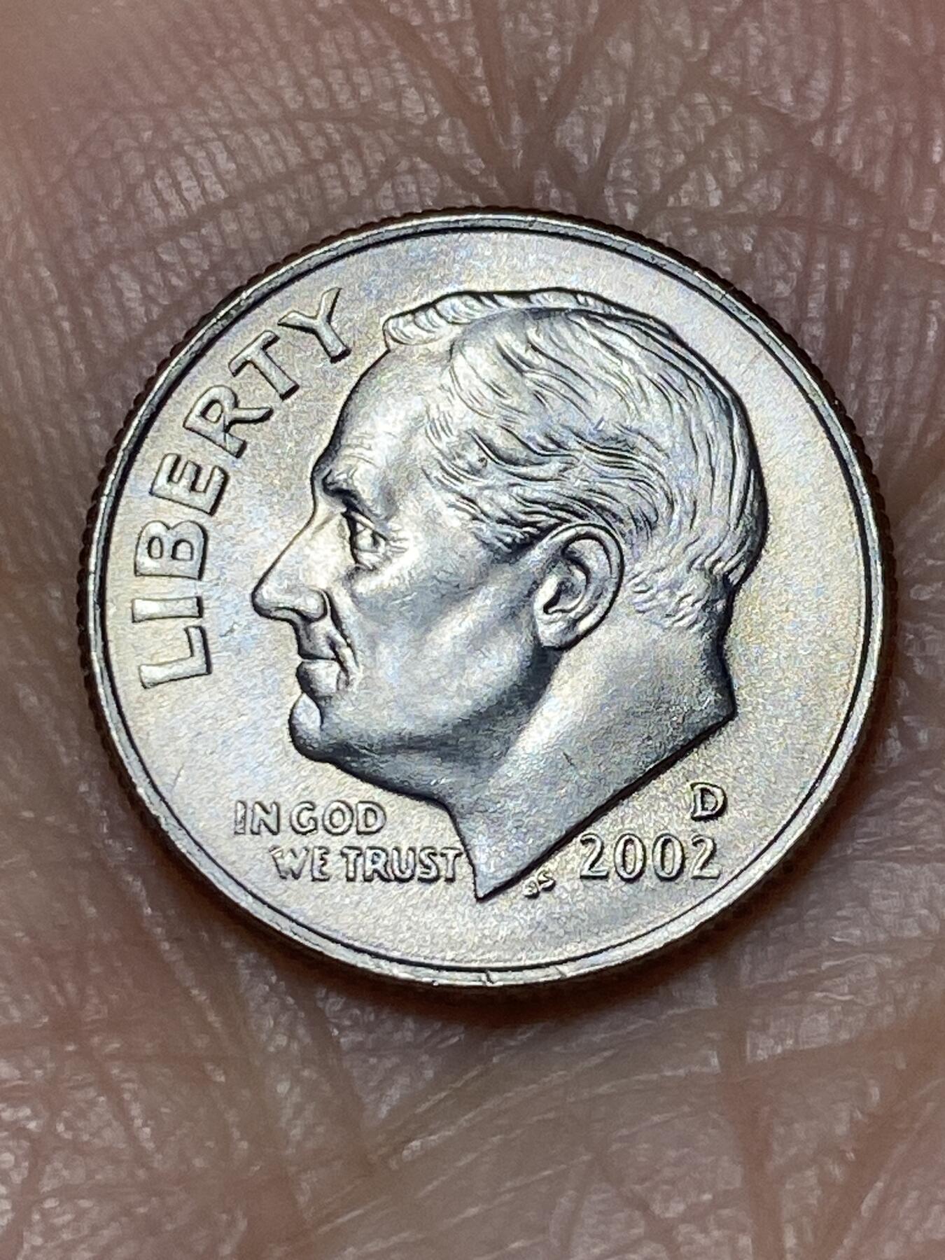 2025年第一百二十八场(总第一百五十四场）外国好品散币、邮币封和邮票场(免佣金) 美国🇺🇸2002年1角(罗斯福1角第二版，D标丹佛造)