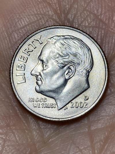 2025年第一百二十八场(总第一百五十四场）外国好品散币、邮币封和邮票场(免佣金) - 美国🇺🇸2002年1角(罗斯福1角第二版，D标丹佛造)