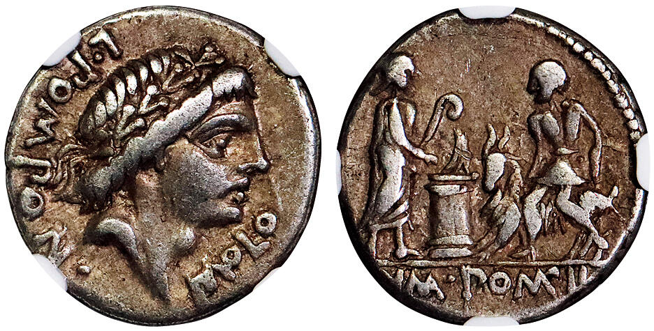 北京阿城哥拍卖2025年秋季拍卖会 公元前151年罗马共和国迪纳里银币一枚，（铸币官P.科涅利乌斯.苏拉，正面罗马女神背面献祭山羊图）NGC VF评级编号：6766343-032