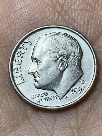 2025年第一百二十七场(总第一百五十三场）外国好品章牌、散币(免佣金) - 美国🇺🇸1990年1角(罗斯福1角第二版，D标丹佛造)