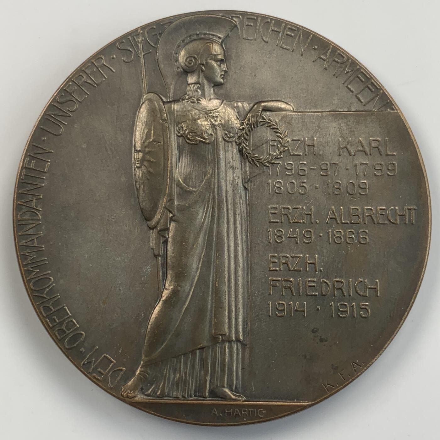 掌中浮雕-藏着的欧洲第041场 1915年奥匈帝国陆军总司令弗里德里希大公纪念铜章，65mm