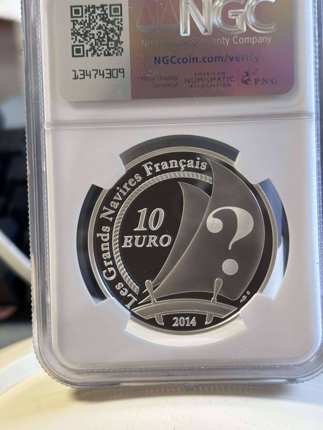 第181期拍卖 法国2014年南极法国大型舰艇纪念银币NGC-PF69,22.2克，900银