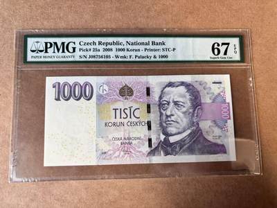 【Blue Auction】世界纸币精拍第749期——18级TOP拍卖/信誉/品质/专业/高效💫 - 捷克 2008年1000克朗 PMG67EPQ
