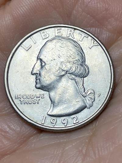 2025年第一百二十八场(总第一百五十四场）外国好品散币、邮币封和邮票场(免佣金) - 美国🇺🇸1992年1/4元(华盛顿1/4元第三版，P标费城造)