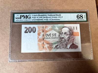 【Blue Auction】世界纸币精拍第749期——18级TOP拍卖/信誉/品质/专业/高效💫 - 捷克 1998年200克朗 PMG68EPQ 高分