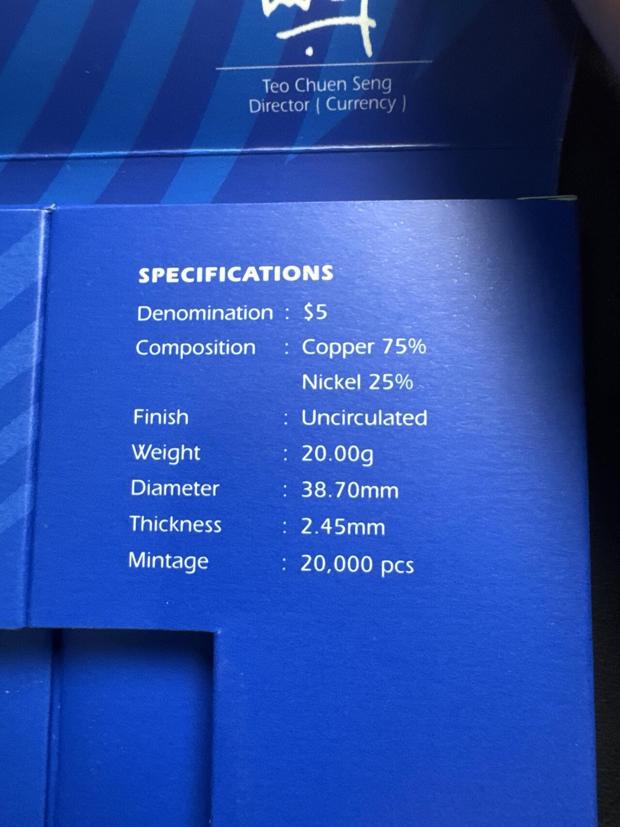 ❤️【币观天下】❤️ 第330期钱币拍卖- 2025.11.14周五晚上6点半场-长期征集拍品 新加坡2001年生产力铜镍纪念币盒装