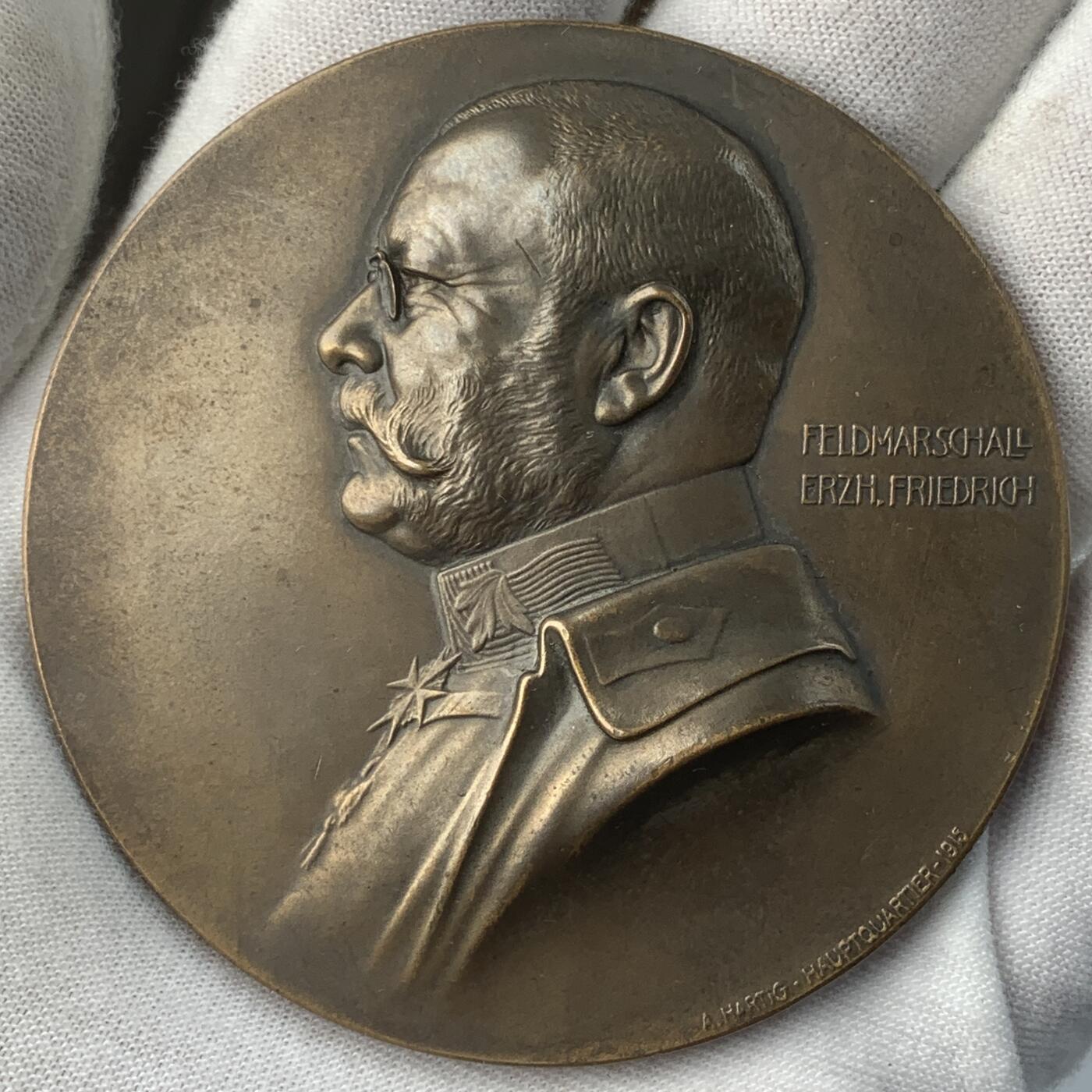 掌中浮雕-藏着的欧洲第041场 1915年奥匈帝国陆军总司令弗里德里希大公纪念铜章，65mm