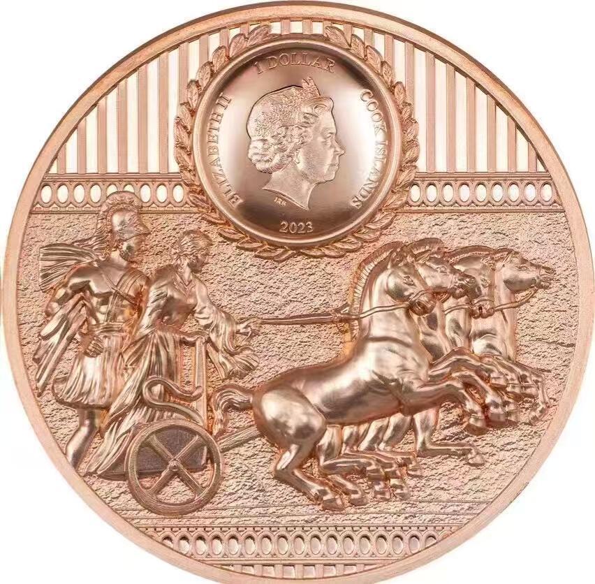 ❤️【币观天下】❤️ 第330期钱币拍卖- 2025.11.14周五晚上6点半场-长期征集拍品 库克2022年斯巴达勇士双面高浮雕铜币50克铜币，直径38.61毫米，发行5000枚，带证书。