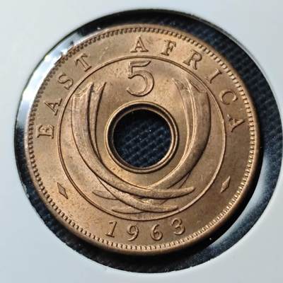 KK钱币收藏小铺  第368场  2月预留时间 周末发货 -  1963英属东非5分铜币 好品