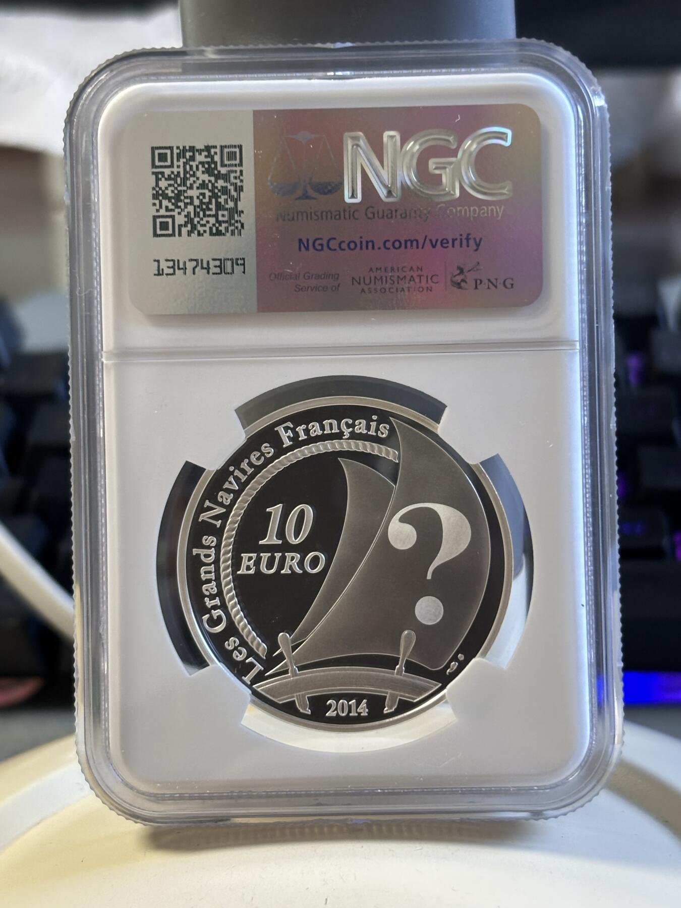 第181期拍卖 法国2014年南极法国大型舰艇纪念银币NGC-PF69,22.2克，900银