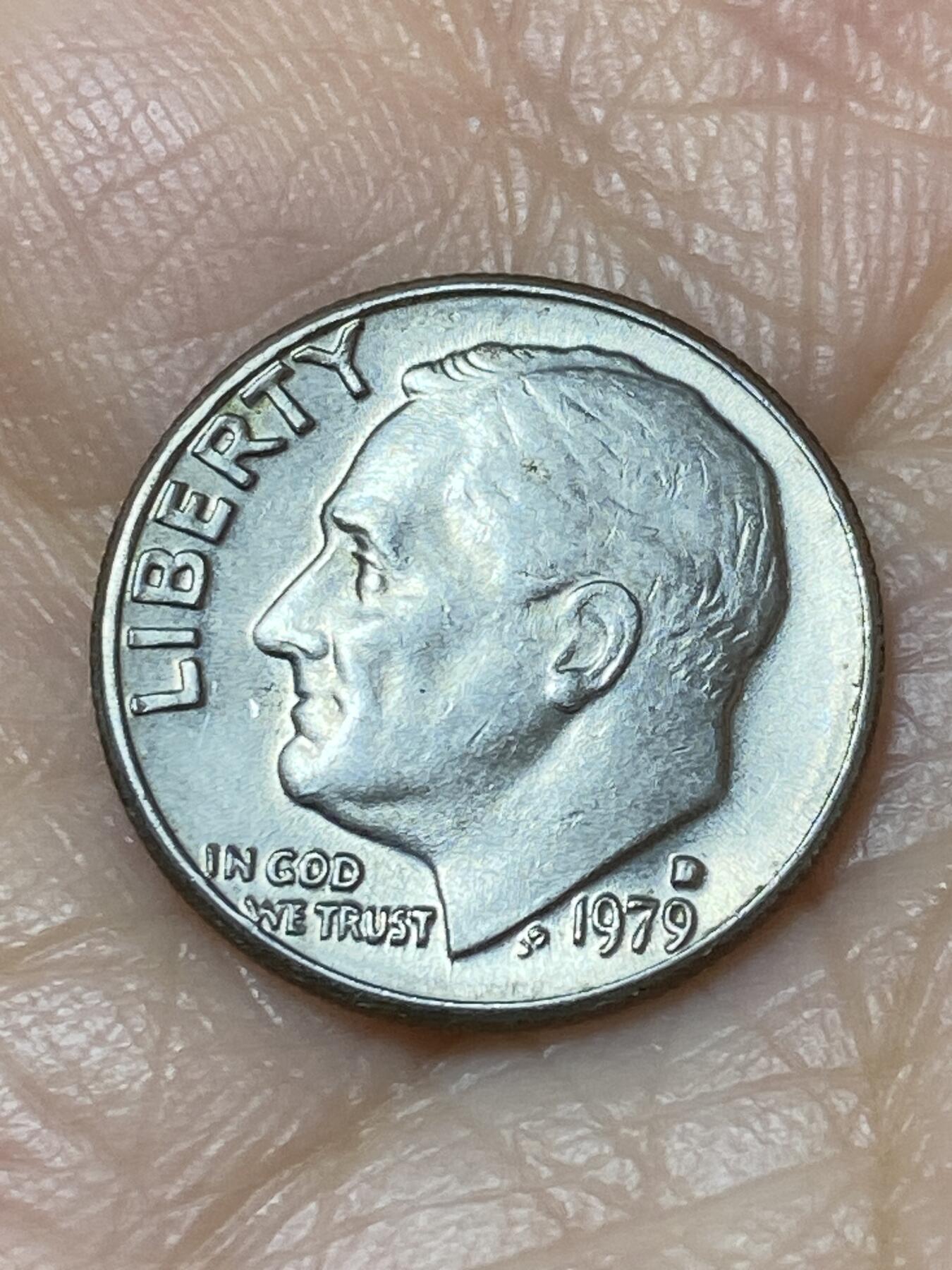 2025年第一百二十七场(总第一百五十三场）外国好品章牌、散币(免佣金) 美国🇺🇸1979年1角(罗斯福1角第二版，D标丹佛造)