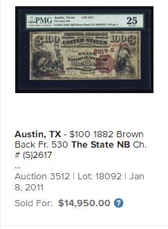 【Blue Auction】世界纸币精拍第749期——18级TOP拍卖/信誉/品质/专业/高效💫 【红库印手签 无背标状态佳】美国1882年100美金 正面描绘了经典的“伊利湖海战”（美国海军首次独立击败英国舰队，扭转西北战场局势） 自由女神边上文字”The Union Maintain It！”（维护这个联盟）（在全德州记录在案的此类纸币数量仅20多张，其中约1/3收藏于机构手中，而休斯顿银行存世仅2张，另一张有锈斑和内部撕裂）出处：1997年的J. L. Irish Collection 