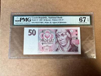 【Blue Auction】世界纸币精拍第749期——18级TOP拍卖/信誉/品质/专业/高效💫 - 捷克 1997年50克朗 PMG67EPQ