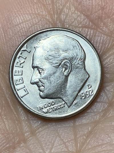 2025年第一百二十七场(总第一百五十三场）外国好品章牌、散币(免佣金) - 美国🇺🇸1992年1角(罗斯福1角第二版，D标丹佛造)