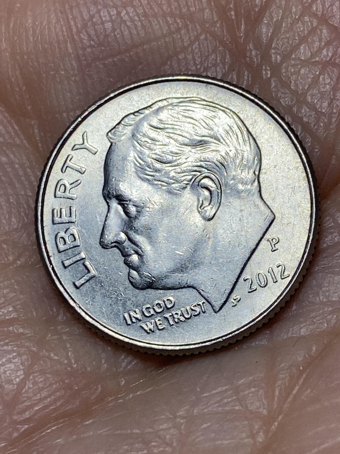 2025年第一百二十八场(总第一百五十四场）外国好品散币、邮币封和邮票场(免佣金) 美国🇺🇸2012年1角(罗斯福1角第二版，P标费城造)