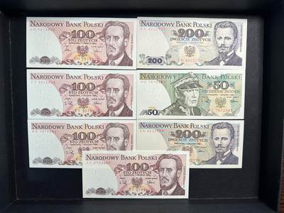 蒂克钱币-第47场 外国平价纸币拍卖 - 波兰 1988-1989年。850滋提罗7枚 纸币 全新UNC