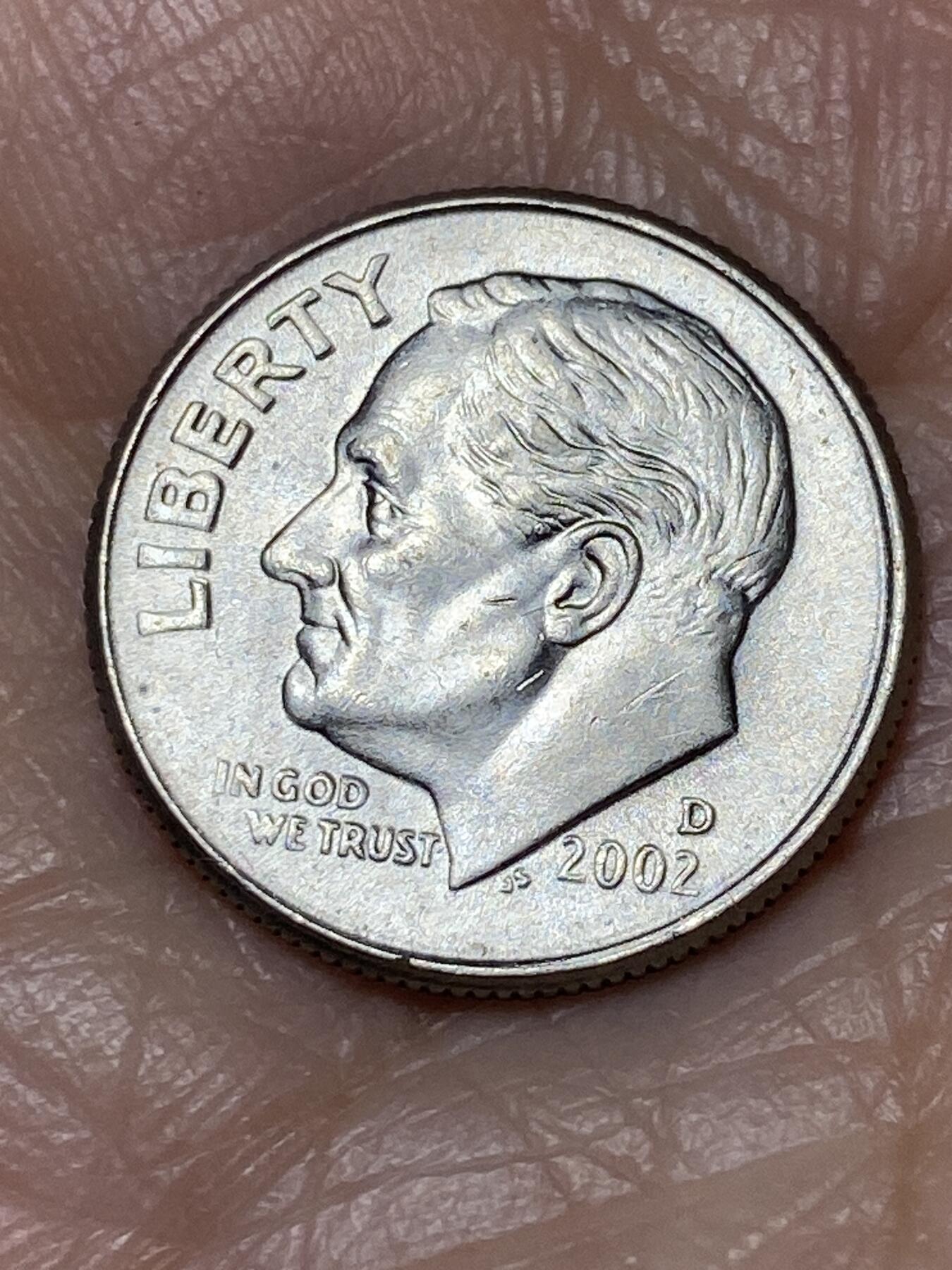 2025年第一百二十八场(总第一百五十四场）外国好品散币、邮币封和邮票场(免佣金) 美国🇺🇸2002年1角(罗斯福1角第二版，D标丹佛造)