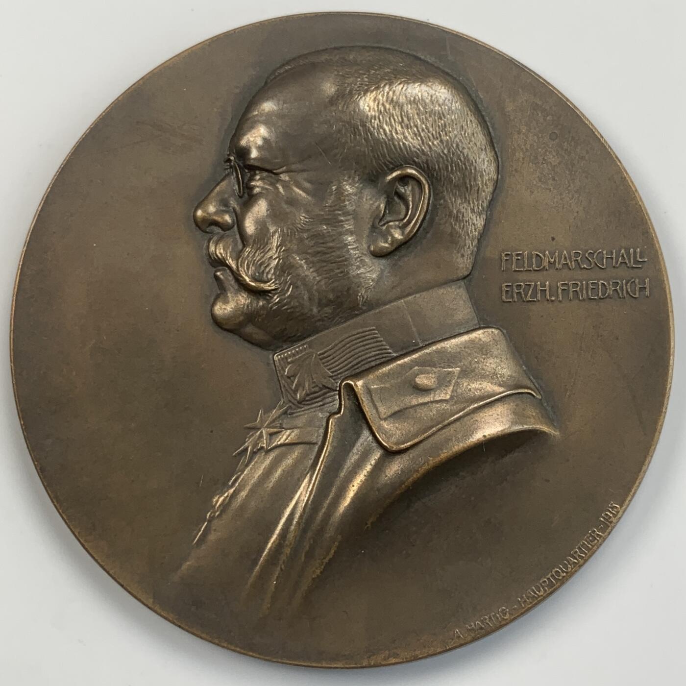 掌中浮雕-藏着的欧洲第041场 1915年奥匈帝国陆军总司令弗里德里希大公纪念铜章，65mm