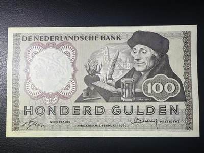 【Blue Auction】世界纸币精拍第749期——18级TOP拍卖/信誉/品质/专业/高效💫 - 荷兰 1953年100盾 伊拉斯莫 AU品相