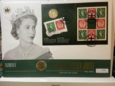2025年第一百二十八场(总第一百五十四场）外国好品散币、邮币封和邮票场(免佣金) - 大型邮币封–英国🇬🇧1967年3便士(2002年伊丽莎白二世登基50周年金禧纪念封)