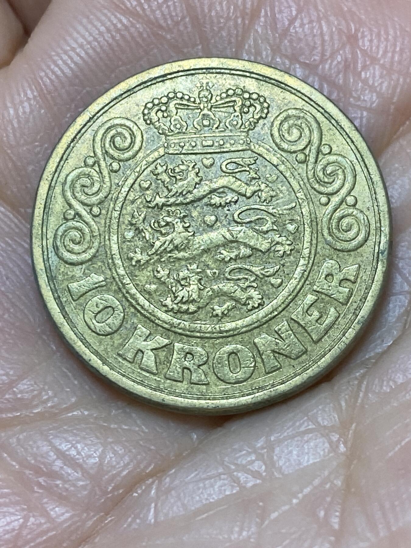 2025年第一百二十八场(总第一百五十四场）外国好品散币、邮币封和邮票场(免佣金) 丹麦🇩🇰1989单年份10克朗(玛格丽特二世第一版，NR; JP; A版)