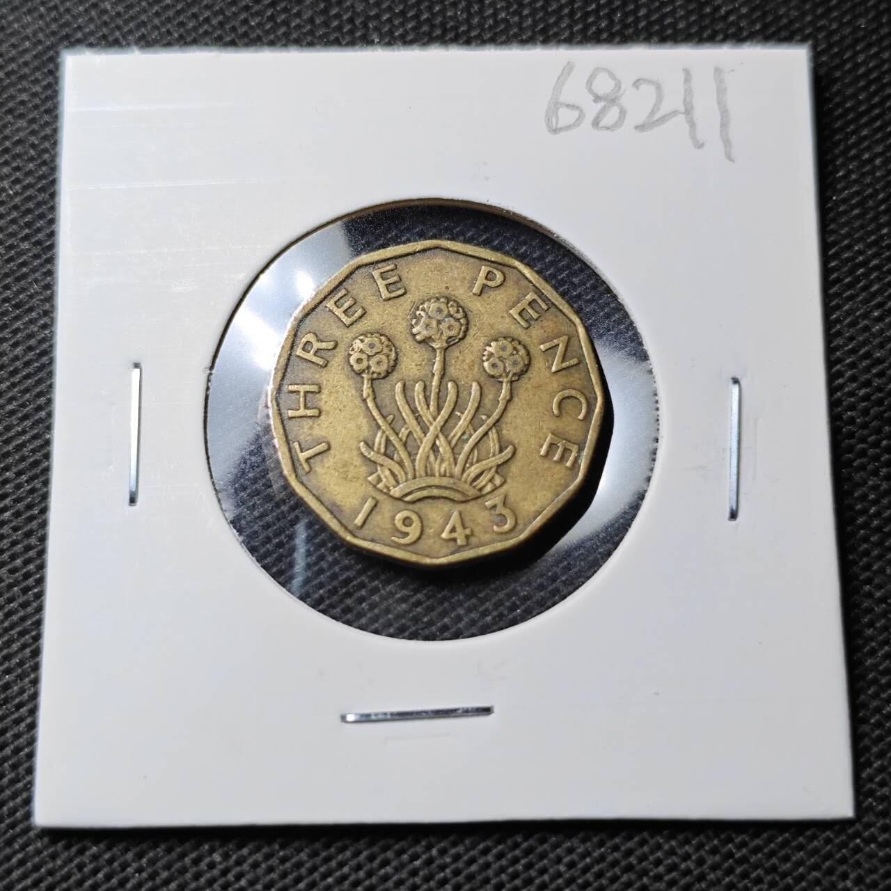 KK钱币收藏小铺  第368场  2月预留时间 周末发货  1943英国3便士铜币