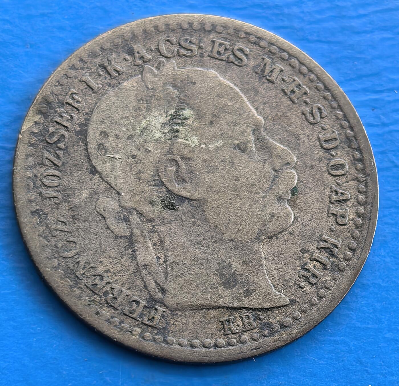 外国优质老铜币银币，周六九点倒数截拍，满百包邮，可寄存半年，喜欢朋友微信扫描二维码可直接参拍 匈牙利1870年10克鲁泽银币