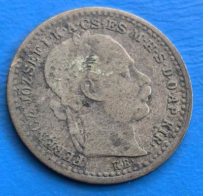 外国优质老铜币银币，周六九点倒数截拍，满百包邮，可寄存半年，喜欢朋友微信扫描二维码可直接参拍 - 匈牙利1870年10克鲁泽银币