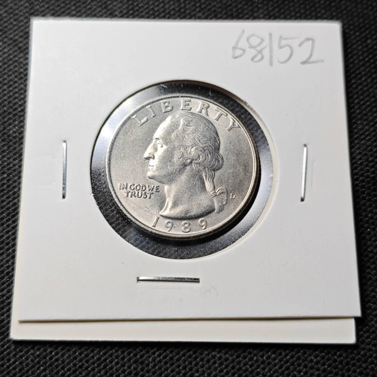 KK钱币收藏小铺  第368场  2月预留时间 周末发货  1989美国25美分 好品