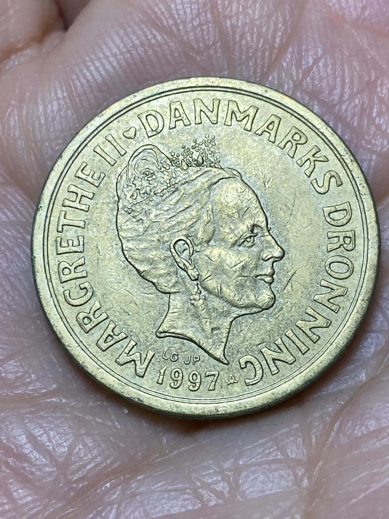 2025年第一百二十八场(总第一百五十四场）外国好品散币、邮币封和邮票场(免佣金) 丹麦🇩🇰1997年10克朗(玛格丽特二世第三版，LG; JP; A版)