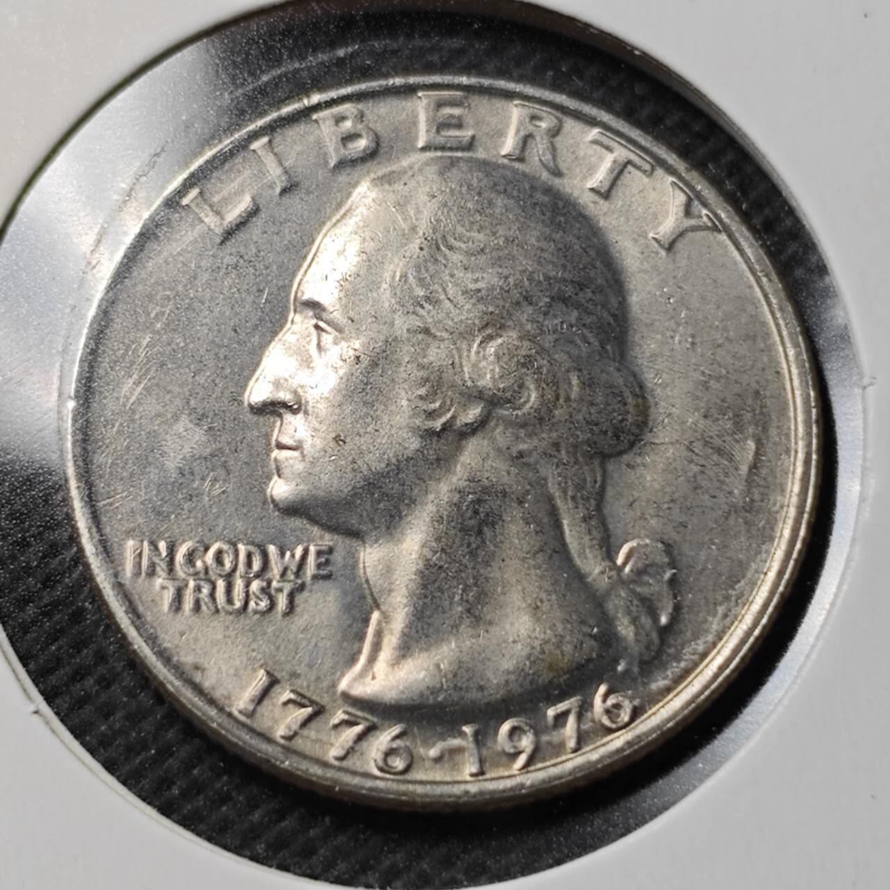 KK钱币收藏小铺  第368场  2月预留时间 周末发货  1976美国25分纪念币 好品