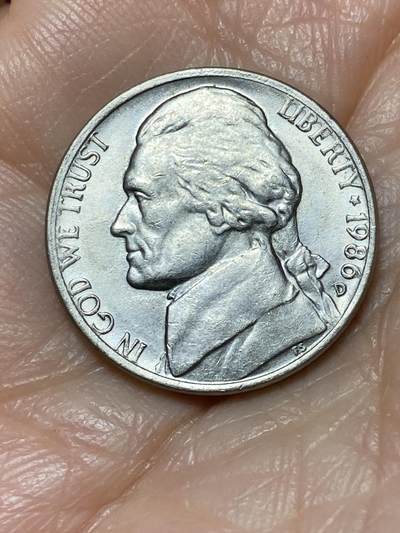 2025年第一百二十八场(总第一百五十四场）外国好品散币、邮币封和邮票场(免佣金) - 美国🇺🇸1986年5分(杰斐逊5分第三版，D标丹佛造)