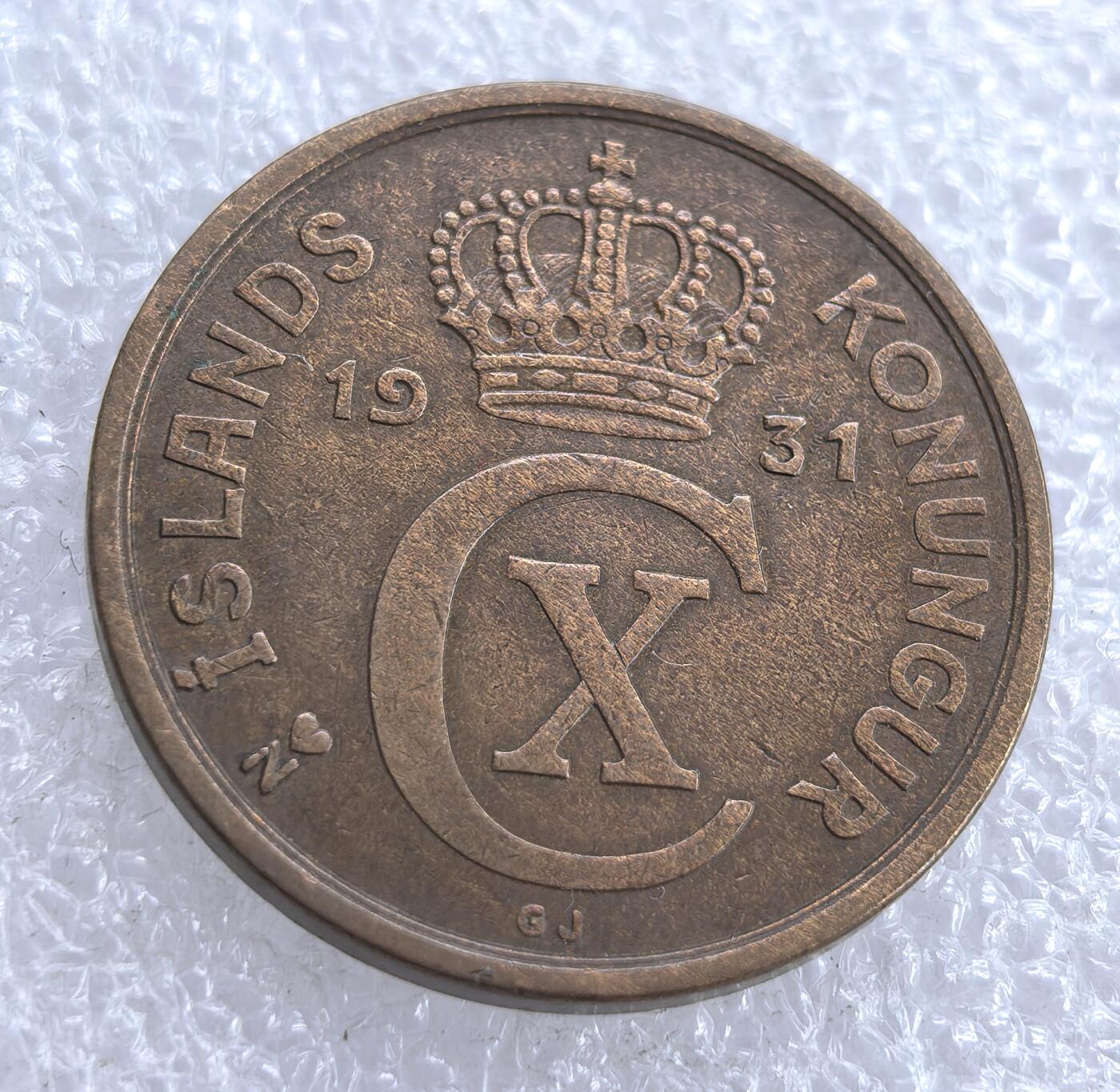 外国优质老铜币银币，周六九点倒数截拍，满百包邮，可寄存半年，喜欢朋友微信扫描二维码可直接参拍 冰岛1931年5欧尔